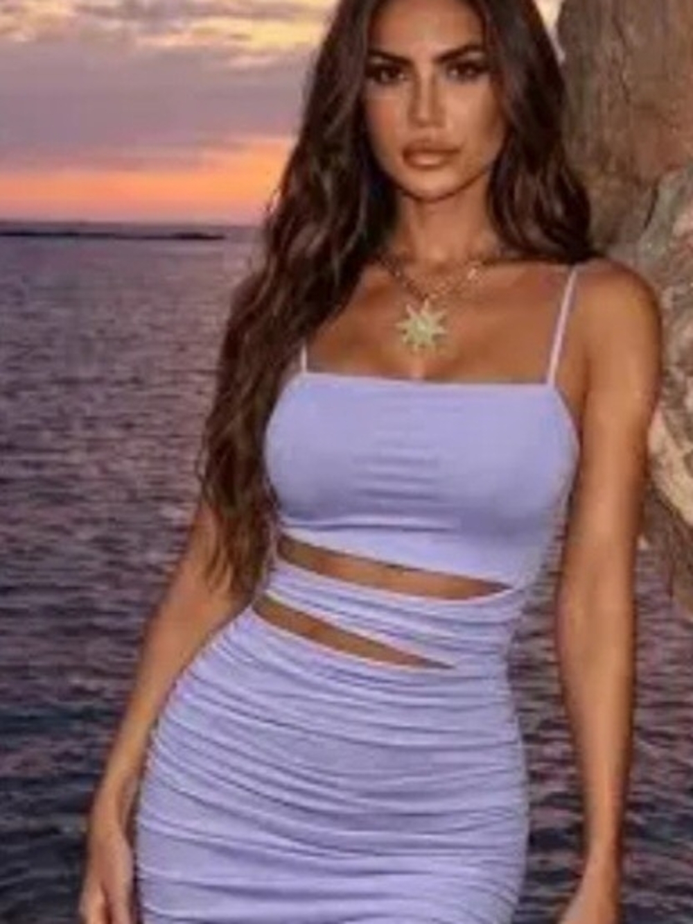 SHEIN Lavender Strappy Cutout Camisole Crop Top